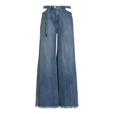 Noend Denim Blue Salina High Rise Cut Out Detail Wide Leg Jeans In Tucson