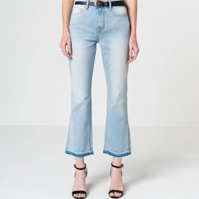 Noend Denim Farrah Mid Rise Kick Flare Jeans In Miami In Blue