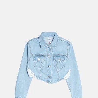 Noend Denim Khloe Cropped Denim Jacket In Blue