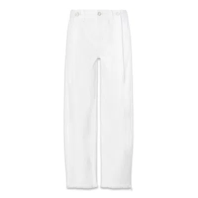 Noend Denim White Adeline Cropped Barrel In Snow