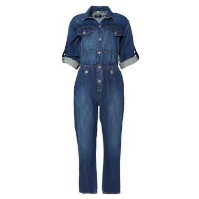 Noend Denim Britt Elastic Waist Jumpsuit In Attleboro In Blue