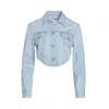 Noend Denim Khloe Cropped Denim Jacket In Blue