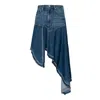 NOEND DENIM WOMEN'S BLUE MANDY ASYMMETRICAL DENIM SKIRT IN HOUSTON