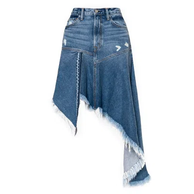 Noend Denim Mandy Asymmetrical Denim Skirt In Blue