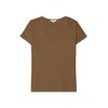 Noend Denim Women's Brown Supima Cotton Deep V Neck Tee In Carmel In Brown