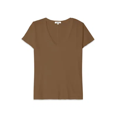 Noend Denim Women's Brown Supima Cotton V Neck Tee In Carmel