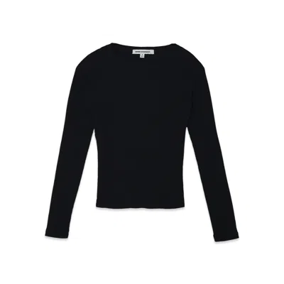 Noend Denim Women's Essential Ribbed Long Sleeve Crop Top In Black