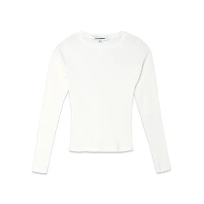 Noend Denim Women's Essential Ribbed Long Sleeve Crop Top In White