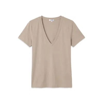 Noend Denim Women's Neutrals Plunge V-neck Tee In Oatmeal In Gray