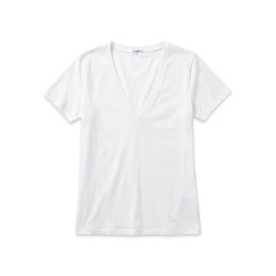 Noend Denim Women's Plunge V-neck Tee In White