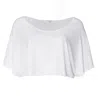 Noend Denim Women's Slouch Wide Scoop Neck Cropped Tee - White In White