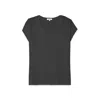 Noend Denim Supima Cotton Cap Sleeve V Neck Tee In Black