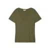 Noend Denim Women's Supima Cotton Deep V Neck Tee In Military Green In Green
