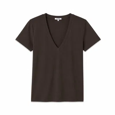 Noend Denim Women's Supima Cotton Deep V-neck Tee In Dark Brown