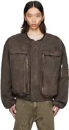 No/faith Studios Brown Removable Shoulder Bomber Jacket In Brown