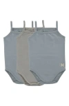 Noggiwear Babies'  Basic Bodysuit Three Pack In Blue/taupe