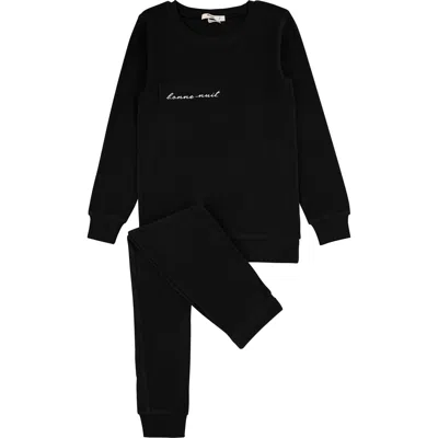 Noggiwear Kids'  Bonne Nuit Patch Loungewear Set In Black