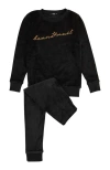 Noggiwear Bonne Nuit Velour Loungewear Set In Black