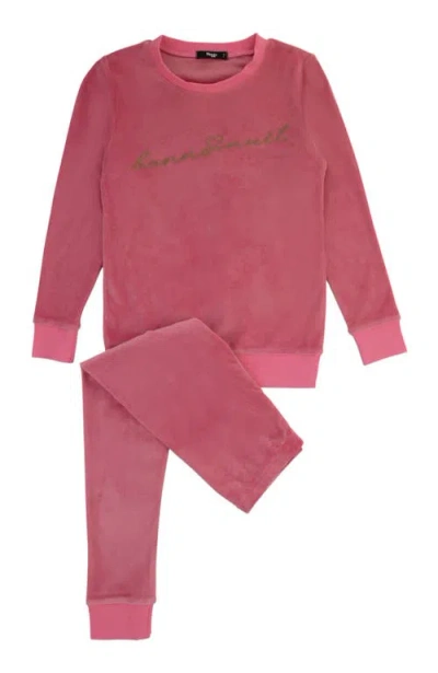 Noggiwear Bonne Nuit Velour Loungewear Set In Pink