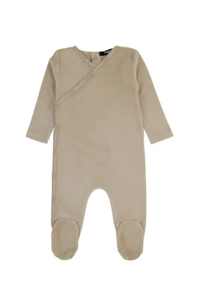 Noggiwear Babies'  Boy's Worded Velour Wrap Trim Footie In Beige