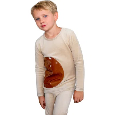 Noggiwear Kids'  Circle Collection Loungewear Set In Beige/brown