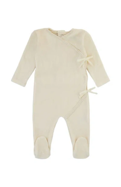 Noggiwear Babies'  Double Bow Braided Wrap Footie In Ivory
