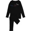 Noggiwear Dragonfly Ribbed Loungewear Set In Black