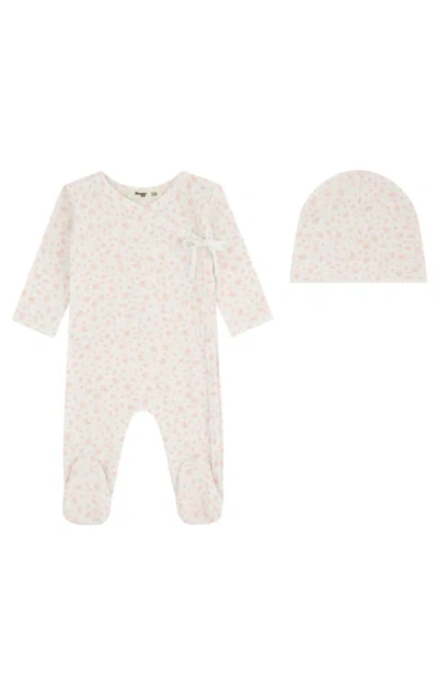 Noggiwear Babies'  Floral Printed Wrap Footie And Beanie Set In Pink
