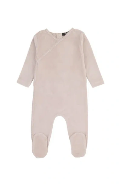 Noggiwear Babies'  Girl's Worded Velour Wrap Trim Footie In Light Beige/blush