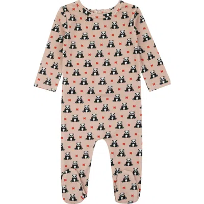 Noggiwear Babies'  Girls Panda Pattern Footie In Nude