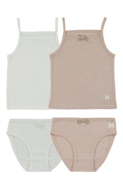 Noggiwear Kids'  Pointelle Loungewear Set In Mauve/white