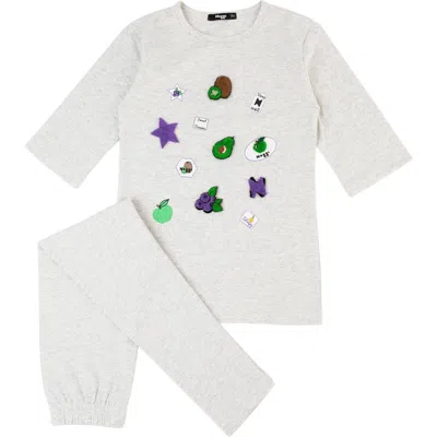 Noggiwear Kids'  Prints And Patch Loungewear Set, Stars In Heather Grey/star