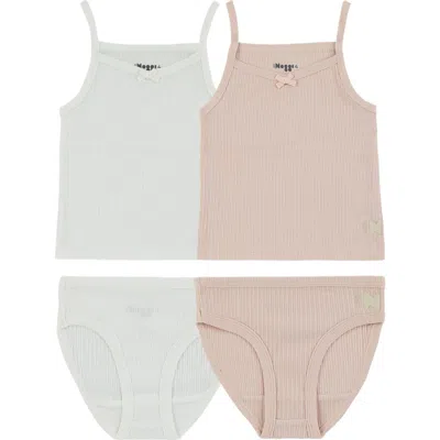 Noggiwear Kids'  Ribbed Loungewear Set In Mauve/white
