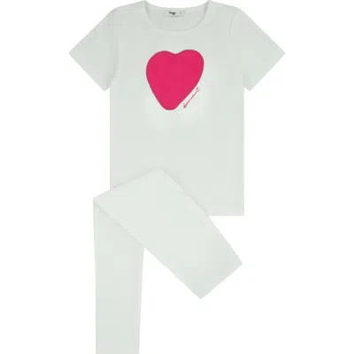 Noggiwear Kids'  Short Sleeve Heart Star Loungewear Set In Green