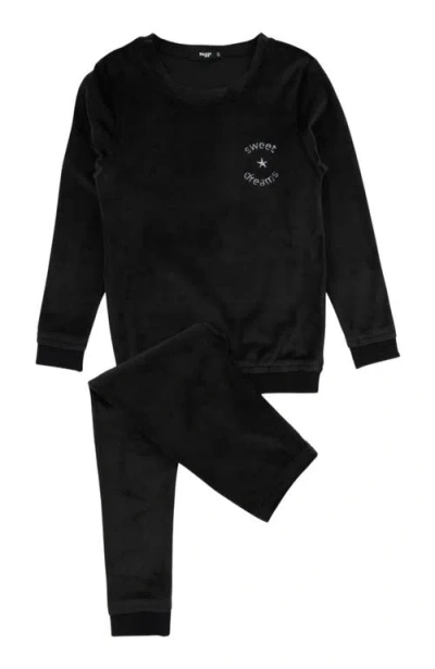 Noggiwear Kids'  Sweet Dreams Velour Loungewear Set In Black Velour