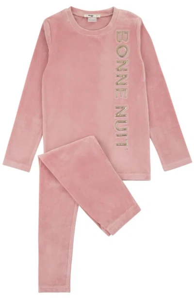 Noggiwear Velour Puffy Letters Loungewear Set In Pink