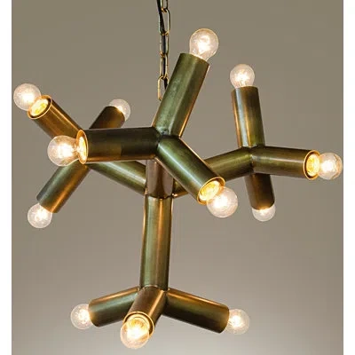 Noir 12 - Light Unique / Statement Geometric Chandelier In Antique Brass