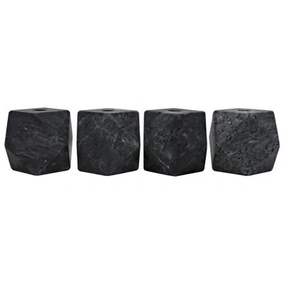 Noir 4 Pieces Marble Tabletop Votive Holder Set In Black