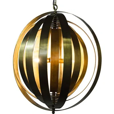 Noir 4-light Unique / Statement Globe Chandelier In Antique Brass