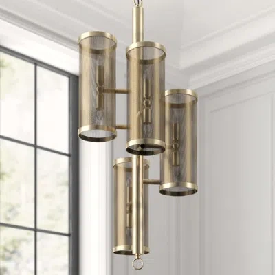 Noir 8 - Light Sputnik Cylinder Chandelier In Antique Brass