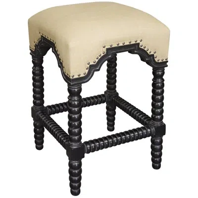 Noir Abacus Counter Stool In Olive