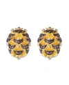 Noir Acorn Stud Earring With Cubic Zirconia Stones In Gold