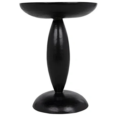 Noir Adonis Solid Wood Pedestal End Table In Hand Rubbed Black