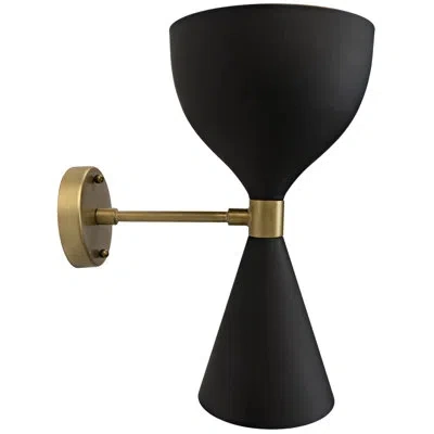 Noir Aegeon 2-light Armed Sconce In Matte Black;antique Brass