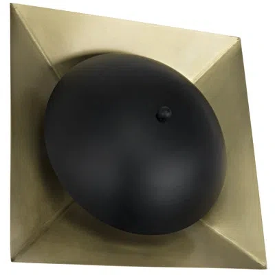 Noir Agila 2-light Flush Mounted Sconce In Matte Black;antique Brass