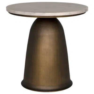 Noir Aiden Pedestal End Table In White Marble