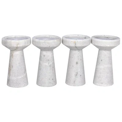 Noir Aleka 4 Pieces Marble Candlestick Set In White
