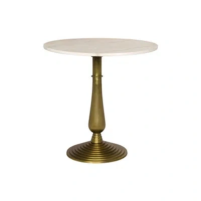 Noir Alida End Table In White,antique Brass