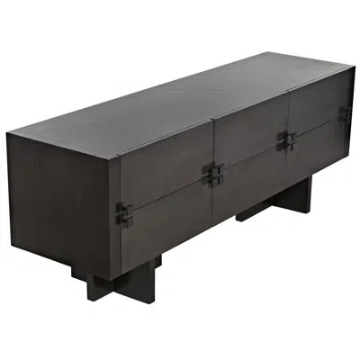 Noir Amidala 80'' Wide 6 Drawer Mahogany Solid Wood Sideboard In Two-tone Pale
