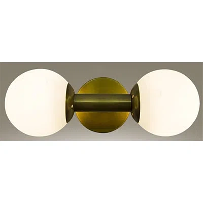 Noir Antiope 2-light Armed Sconce In Antique Brass;frosted